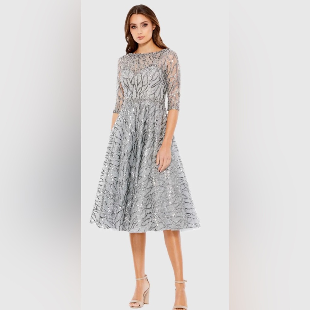Mac Duggal 20252 - Embellished A-Line Cocktail Dress silver Sz 6